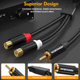 1Ft Rca Splitter 1 Male To 2 Female Y Adapter 2 Pack, Short Rca Audio Speaker