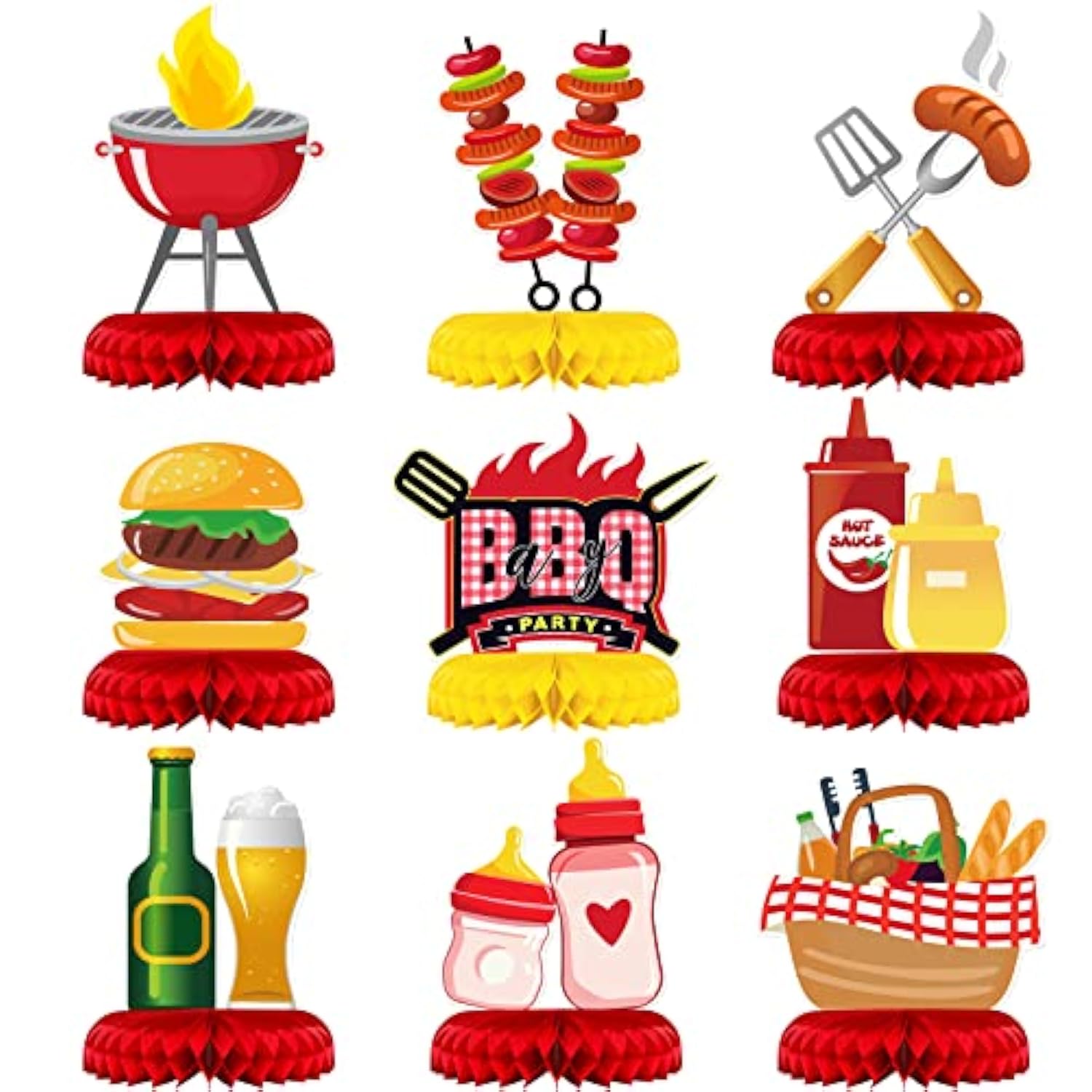 9 Pieces Bbq Baby Shower Decorations Bbq Baby Shower Centerpieces Baby