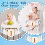 One High Chair Banner For First Birthday Decoration Boys, Blue Tassel Banner For 1St Birthday Photo Backdrop Decor