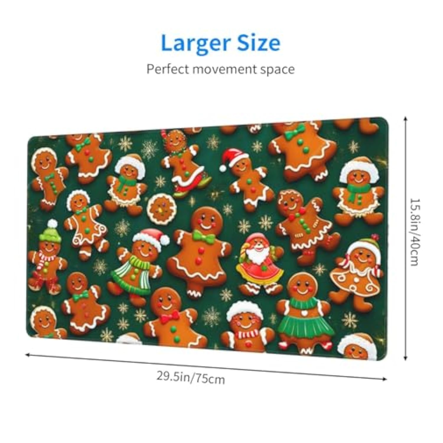 Non-Slip Waterproof Rubber Large Mouse Pad Overlock,Perfect For Home, Office, Or Gaming Setups? 29.5 X 15.8 Inches (Ginger Bread Man)