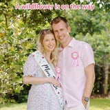 Wildflower Mom To Be Sash Baby Shower Decorations, Baby In Bloom Floral Mommy To Be Sash Dad Corsage Pin Set For Pregnant Mommy Dress Gift
