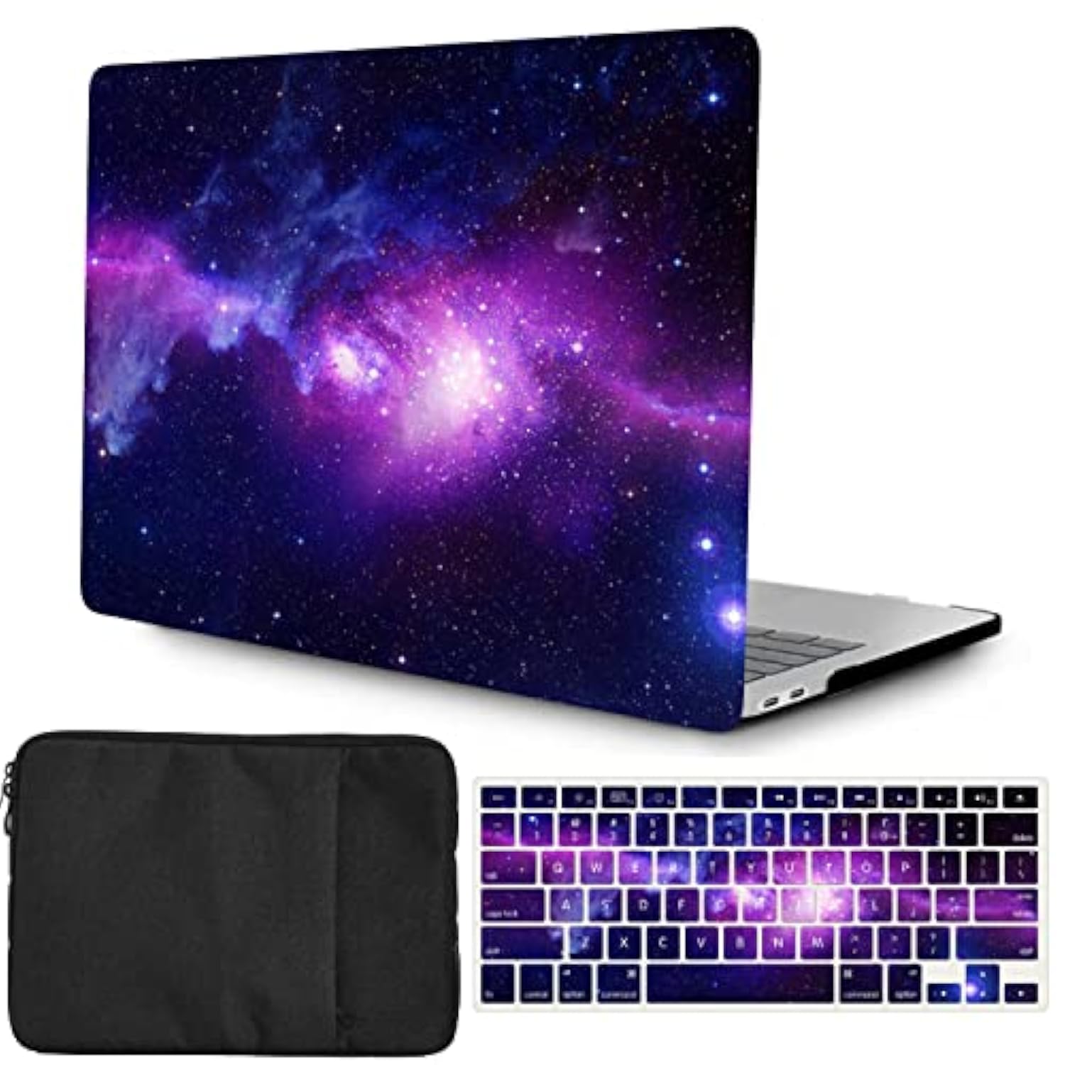 Case Compatible With New Version Macbook Pro 16 Inch 2023 2021 Model M2 A2780 A2485 M1 Pro/Max With Retina Display, Plastic Hardshell Cover Case & Keyboard Skin & Laptop Sleeve, Purple Galaxy