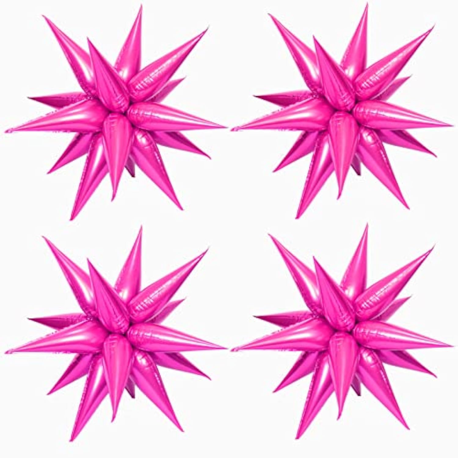 50 Pcs Hot Pink Foil Cone Star Balloons Big 26 Inch Pink Explosion Star Mylar Balloons 12 Point 3D Starburst Star Balloons For Party Supplies Christmas Birthday Wedding Decorations Party Supplies