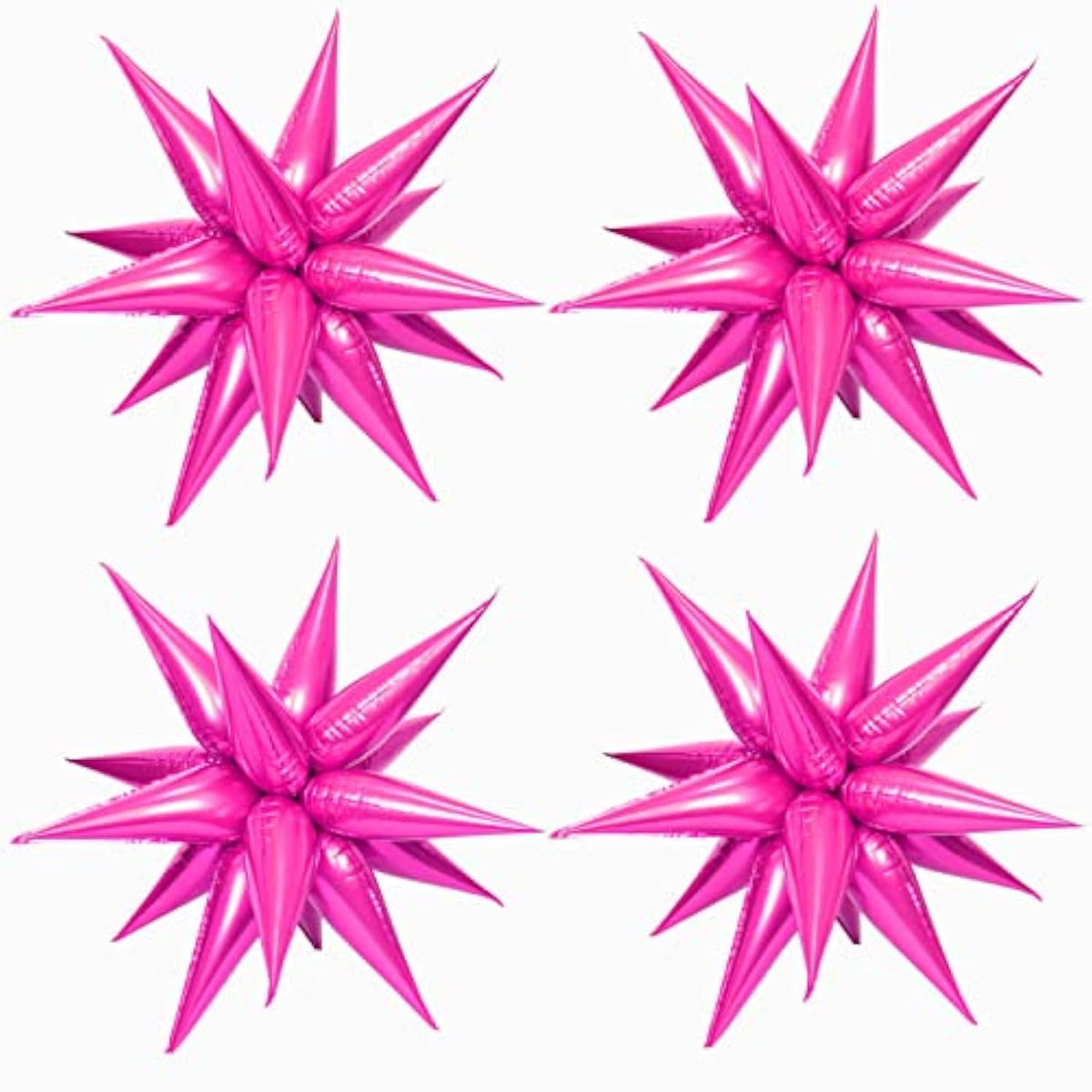 50 Pcs Hot Pink Foil Cone Star Balloons Big 26 Inch Pink Explosion Star Mylar Balloons 12 Point 3D Starburst Star Balloons For Party Supplies Christmas Birthday Wedding Decorations Party Supplies