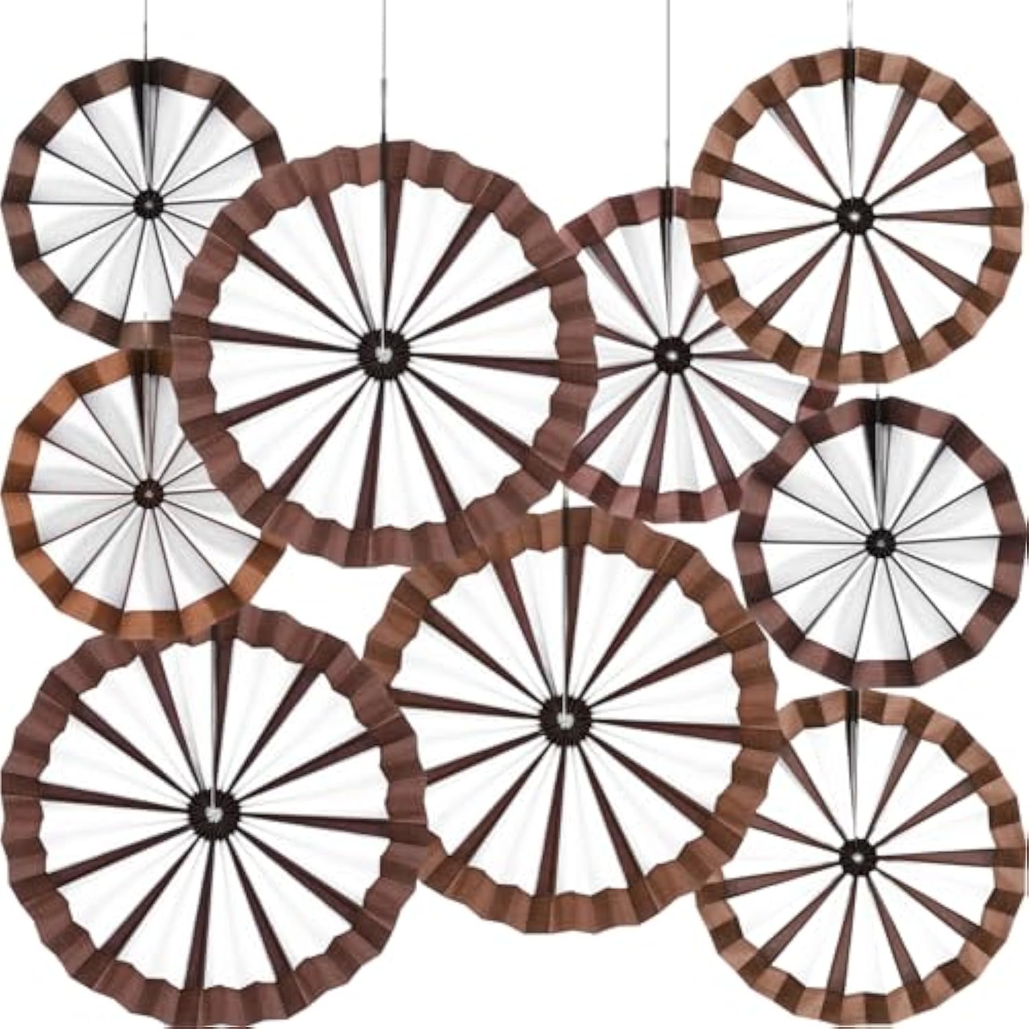 9 Pcs Western Cowboy Party Decorations Paper Fans Wagon Wheels Straw Hay Bales Hanging Ceiling Wall Decor For Country Western Themed Rodeo Farm Birthday Party Supplies (Wagon Wheels)