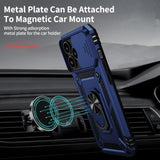 Navy Blue iPhone 14 Pro Max Case with Slide Lens Cover HD Screen Protector, Military Grade Drop Protection, Magnetic Rotated Ring Holder Kickstand Protective Phone Case