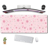 Cherry Blossom Mouse Pad Kawaii Pink Xl Large Extended Gaming Desk Mat Cute Pastel Anime Desk Pad Aesthetics Laptop Keyboard Mouse Mat Women Office Decor Mousepad With Stitched Edges 31.5''X11.8''