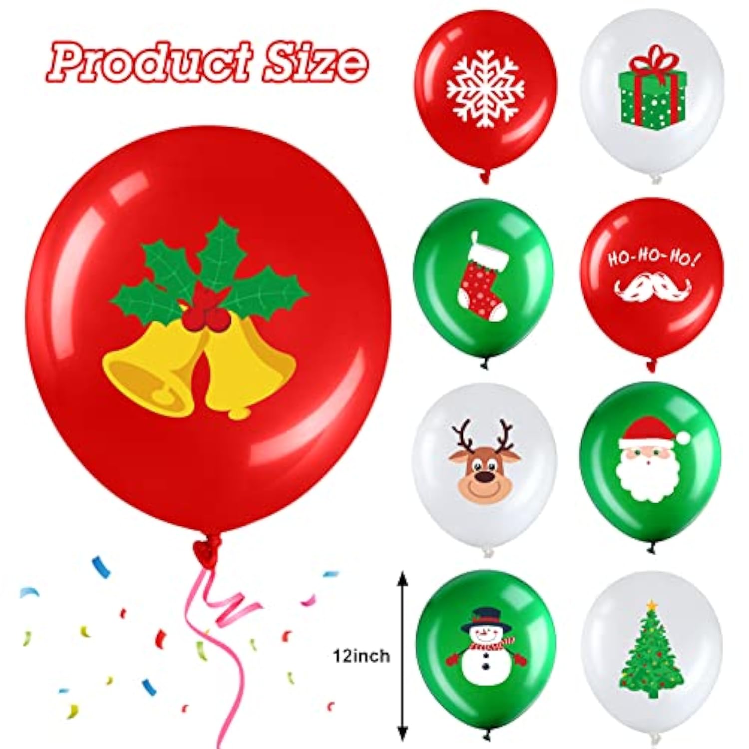 45 Pcs Christmas Balloons, 12 Inch Christmas Latex Bulk Red Green And White Xmas Tree Santa Party Balloons For Birthday Party Decorations Holiday Xmas Party Favors