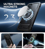 Magnetic Case for  Galaxy S24 Plus Case with Kickstand & 2 Front Frames & Built-in Screen Protector, Compatible with Magsafe, Bumper Rugged