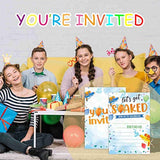 Let'S Get Soaked 20-Pack Water Gun Birthday Invitations (4X6 Inch) Fill-In Birthday Invitations With Envelopes- Summer Party Cards, Summer Pool Party Supplies-A037