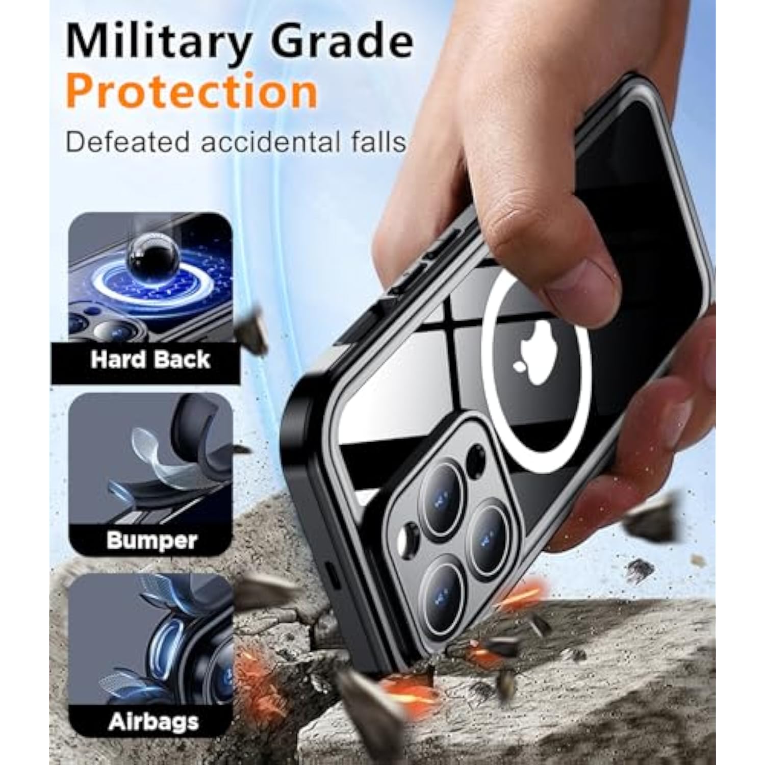 Magnetic For Iphone 14 Pro Max Case Waterproof,Built-In Screen Protector[Ip68 Underwater][Upgrade Military Dropproof][Compatible With Magsafe] Full Body Shockproof Translucent Case 6.7''