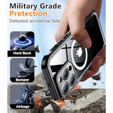Magnetic For Iphone 14 Pro Max Case Waterproof,Built-In Screen Protector[Ip68 Underwater][Upgrade Military Dropproof][Compatible With Magsafe] Full Body Shockproof Translucent Case 6.7''