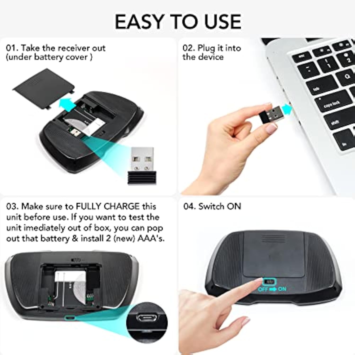 A3 Mini Wireless Keyboard With Touchpad - Universal 2.4Ghz Backlit Handheld Keyboard & Mouse Combo For Smart Tv/Pc/Android Tv/Ps4/Macos/Tablet