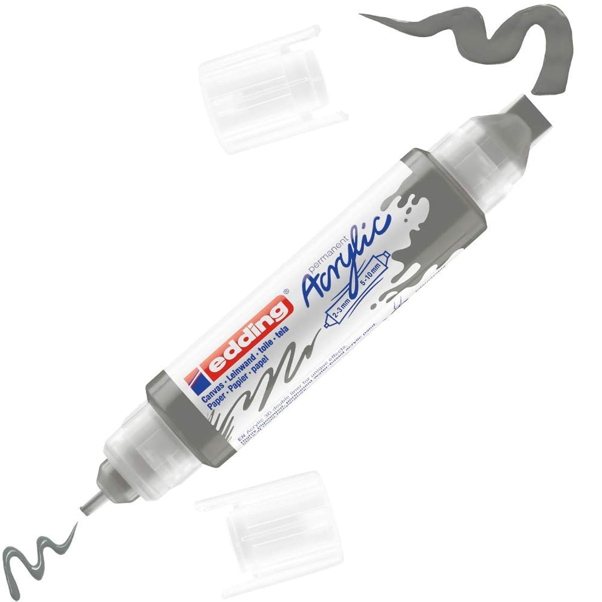5400 Acrylic 3D Double Liner - Grey - 1 Acrylic Colour Tube - 2 Nozzles 2-3,5-10Mm - Acrylic Paint For Canvas, Painting Boards And Wood - Waterproof Acrylics In Artist-Quality Colours