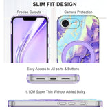 For 16E Case 2025 With Magnetic Invisible Ring Stand [Compatible With Magsafe], Full Body Rugged Slim Women Men Girl Shockproof Marble Pattern Design Case, Violet