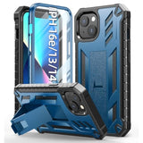 For Iphone 13/14 Protective Case: For Iphone 16E Cover Heavy Duty Military Grade Hard Protection Shock Proof Grip | Durable Dual-Layer Design With Built-In Kickstand Blue