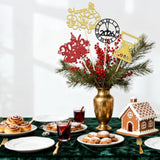 12 Pcs Gold Black Happy New Year Centerpiece Sticks Hello 2026 Goodbye 2025