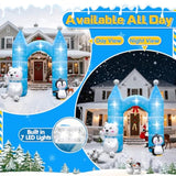 10Ft Christmas Penguin Polar Bear Inflatable Arch Outdoor Decoration Snowflake Castle Blow Up Yard Decorations With 7 Li