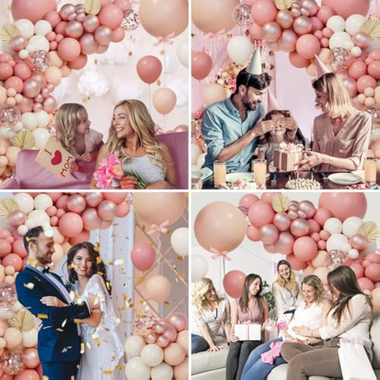 151Pcs Blush Pink Balloon Garland Kit, Dusty Pink Nude Rose Gold for Party Decor