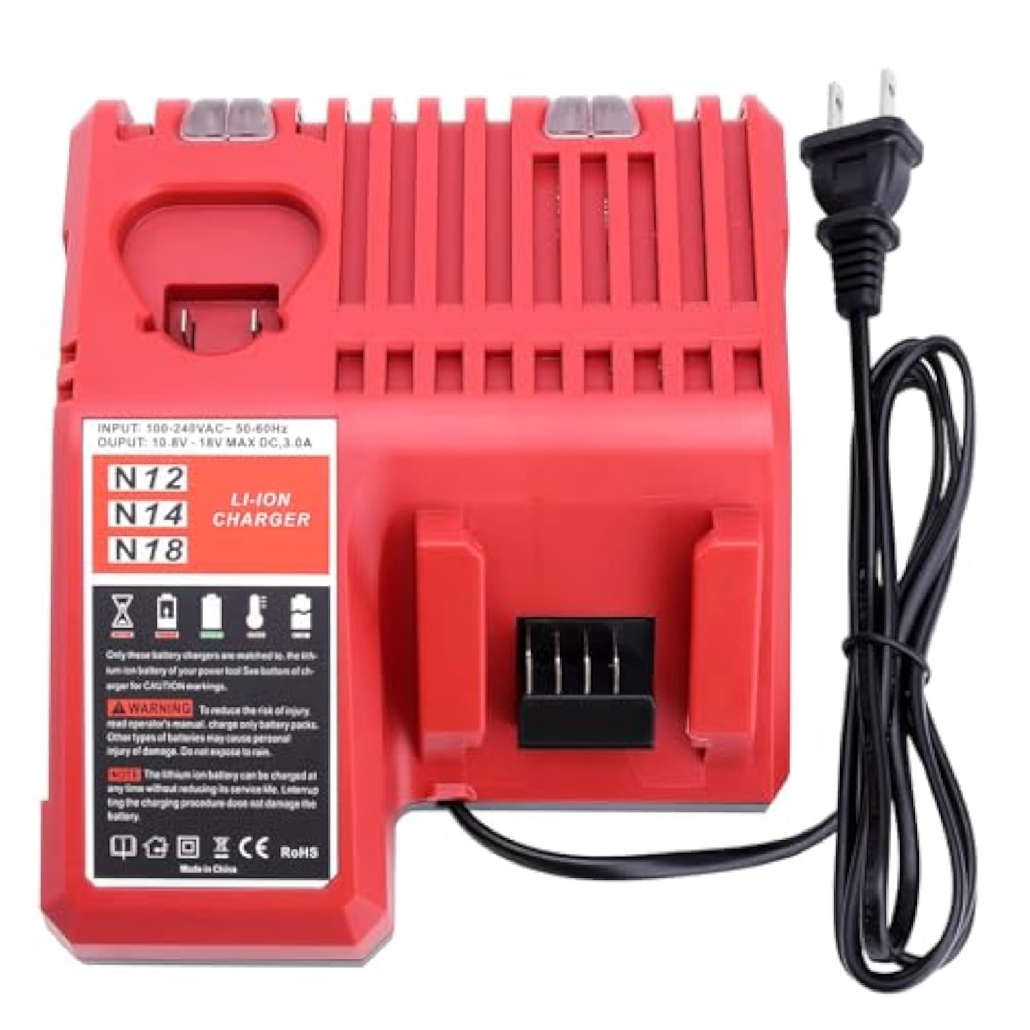 M18 & M12 Rapid Charger Replacement For Milwaukee 48-59-1812 12V&18V Xc Lithium Ion Battery 48-11-1828 48-11-1850 48-11-1815 18-Volts Power Tools