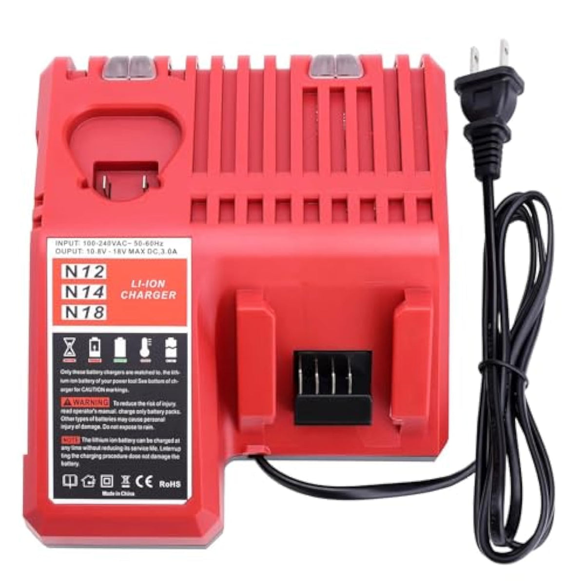 M18 & M12 Rapid Charger Replacement For Milwaukee 48-59-1812 12V&18V Xc Lithium Ion Battery 48-11-1828 48-11-1850 48-11-1815 18-Volts Power Tools
