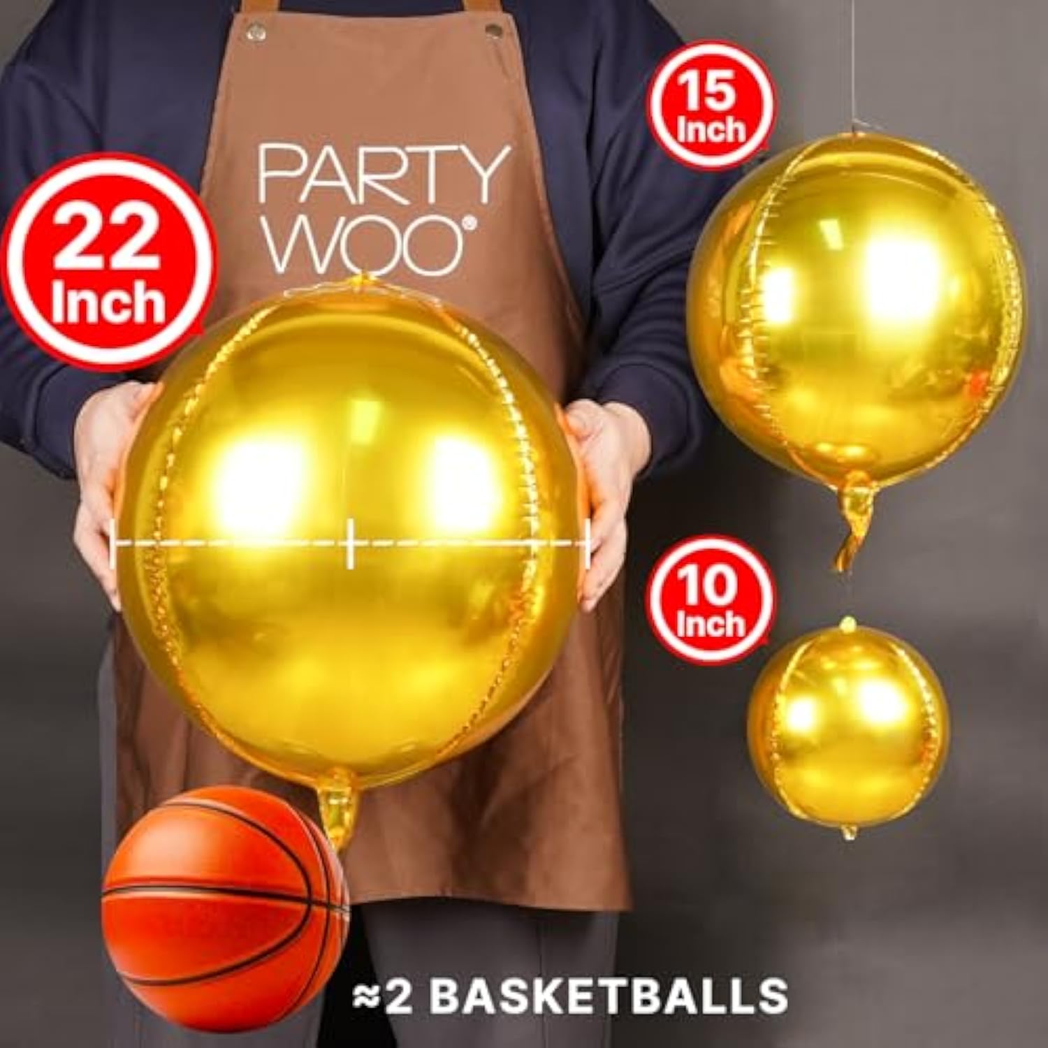 Gold Foil Balloons 20 Pcs Different Sizes Pack Of 22 15 10 Inch Large Round Gold 4D Mylar Orbz Balloons And Ribbon For Graduation Wedding New Year Anniversary Birthday Party Decorations