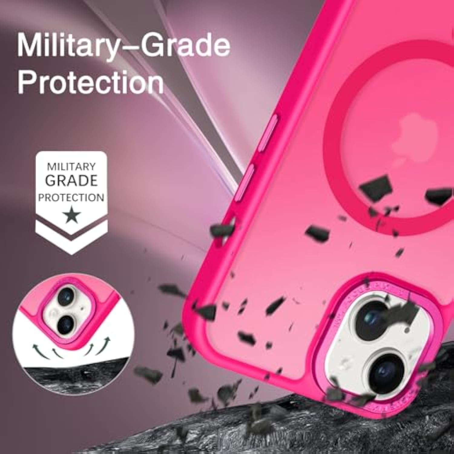Magnetic For 13 Case & 14 Case [Compatible With Magsafe] Translucent Matte Phone Case 13/14 Slim Shockproof Women Men Protective Cover For 13/14 6.1", Hot Pink