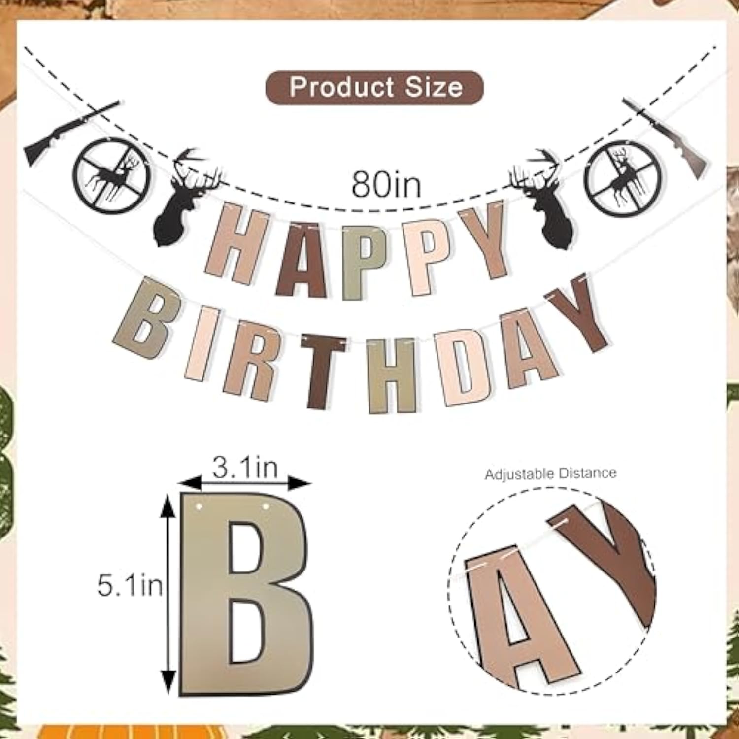 Deer Hunting Camo Happy Birthday Banner - Deer Hunting Party Decorations,The Big One Deer Hunting Birthday Banner,Buck Deer Party Decorations