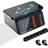 Usb Charger Hub 100W 8-Port Desktop Multiple Usb Charging Station With Pd Port, Quick Charge 3.0 Usb Port, Wireless Charger, Lcd Display Fast Usb C Charger For Iphone 12, Tablet And More