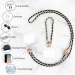 Phone Lanyard With Wrist Strap Universal Phone Crossbody Chain Adjustable Cell Phone Strap Fashion Phone Wrist Lanyard Compatible With Most Smartphones For Women Girls (Black)