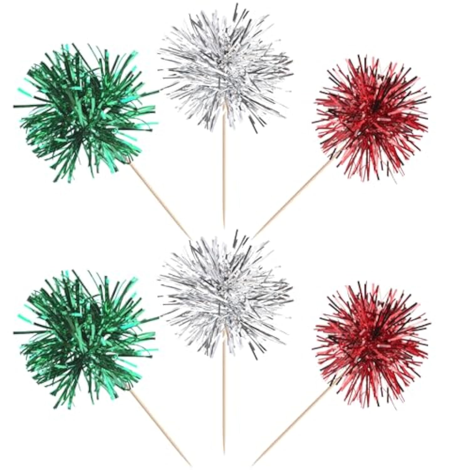 40-Pack Foil Firework Cupcake Toppers for Christmas and New Year