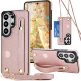 for Apple iPhone 17e Crossbody Case with Card Holder & Wrist Strap, PU Leather Shockproof Cover with Adjustable Shoulder Lanyard & Wristband