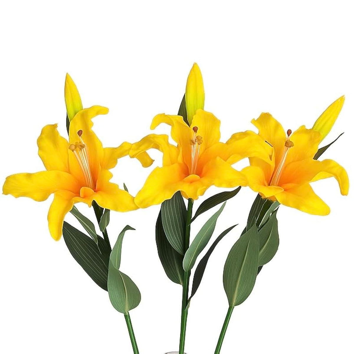 30 Inch Tall Artificial Tiger Lily Flowers 3 Pack Xl Real Touch Yellow Faux Lily Stems For Floor Vase, Modern Statement Decor For Living Room & Entryway