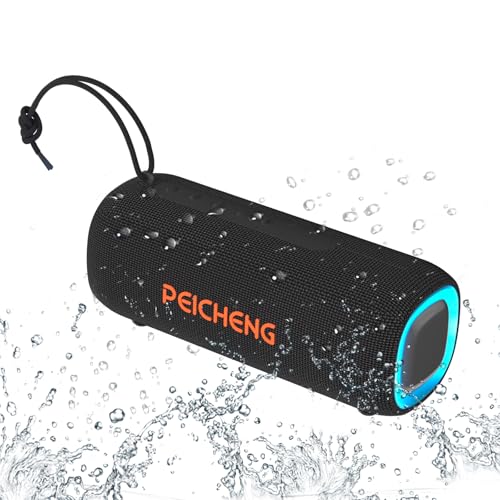 Bluetooth Speaker, Portable Wireless Clear Loud Stereo Sound Ipx5 Waterproof With Rgb Lights Bt5.3 Long Playtime Tws Pairing,For Home Party Outdoor Beach,Great Gift Choice (Black)
