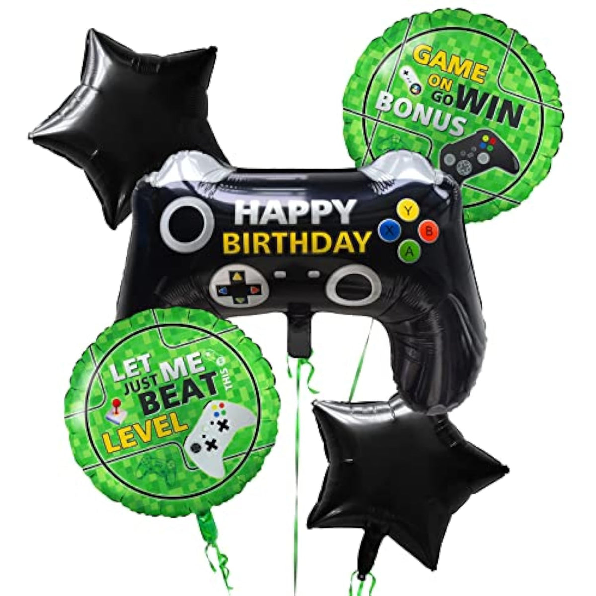 5 Pcs Video Game Party Decoration, Level Up Birthday Balloons?Video Game Foil Balloon For Game On Birthday Party Supplies