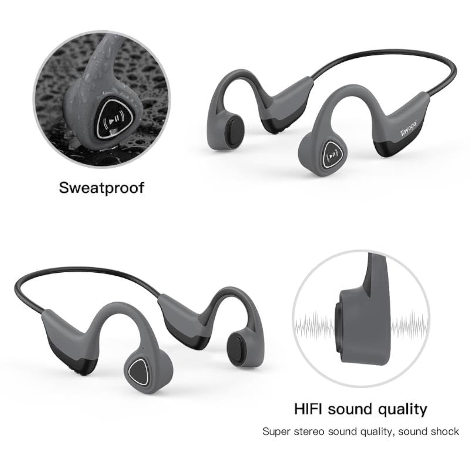 Bone Conduction Headphones, Wireless Bluetooth Bone Conducting Earbuds, Open E
