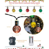 Christmas Lights Indoor Battery Operated, 16Ft Christmas Tree Ball Ornament Lights 20 Led Red Green Gold Globe String Li