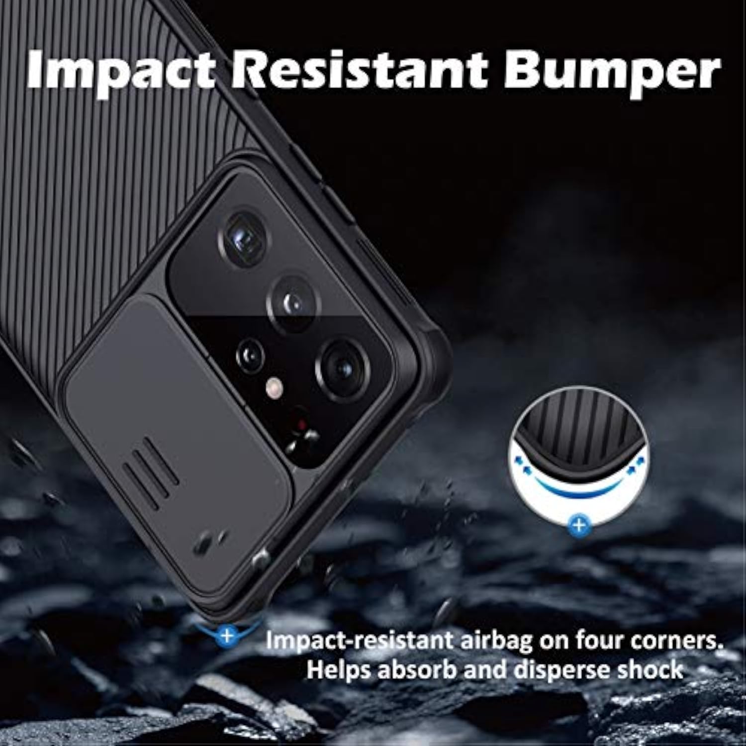 Samsung Galaxy S21 Ultra 5G Camera Cover and Full-Body Protective Case, Slim Fit, Black