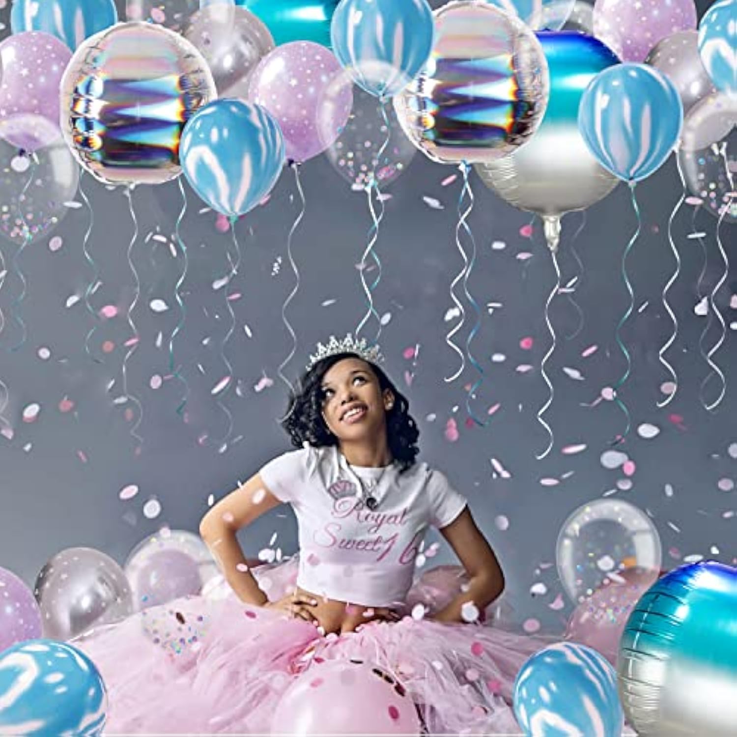 Iridescent Balloon Bouquet - Holographic Party Decorations, Birthday & New Year Eve Supplies