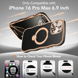 For Iphone 16 Pro Max Case With 360° Spin Magnetic Stand [Compatible With Magsafe][Military Protection][Camera Control Button] Cute Anti-Slip Wave Phone Case For Iphone 16 Promax, Black