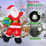 8Ft Christmas Inflatable Santa Claus Outdoor Decoration, Inflatable Santa Holds Garland Blow Up Yard Decorations Built-I