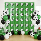 2 Pcs Soccer Birthday Party Decorations Fringe Curtains, Green Soccer Tinsel Foil Fringe Photo Backdrop Streamers for Sports Party Decorations, 3.3 x 6.6 ft