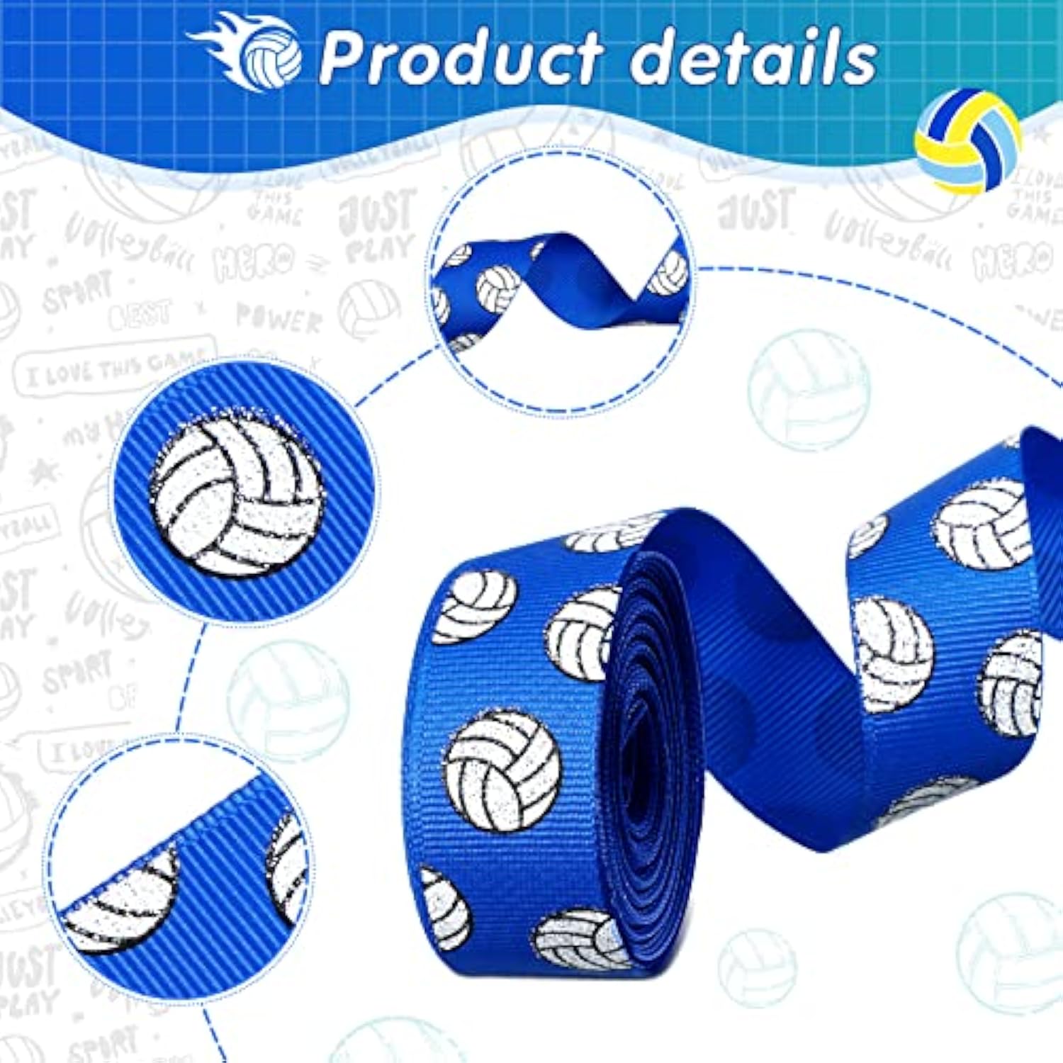 4 Rolls 20 Yards Volleyball Ribbons Glitter Volleyball Decorations Spo