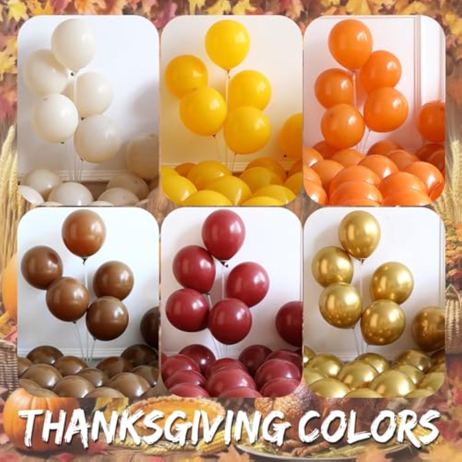 138 Pcs Fall Thanksgiving Balloon Arch Burnt Orange Burgundy Brown Gold Maple Leaf Decor
