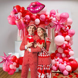 Pink Red Balloon Garland Arch Kit 108 Pcs with Foil Star Lip Balloons for Girl woman birthday Mother's Day Valentine galentines Bridal Shower Engagement Wedding theme party decorations