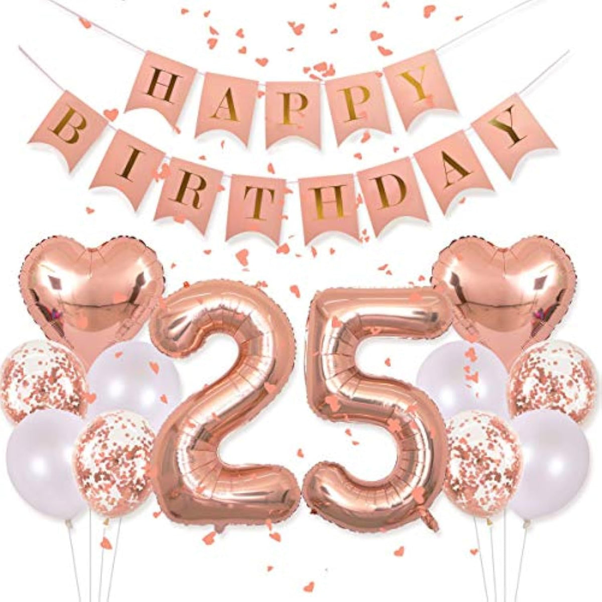 Birthday Decorations Happy Birthday Banner 40Inch Rose Gold Number 25