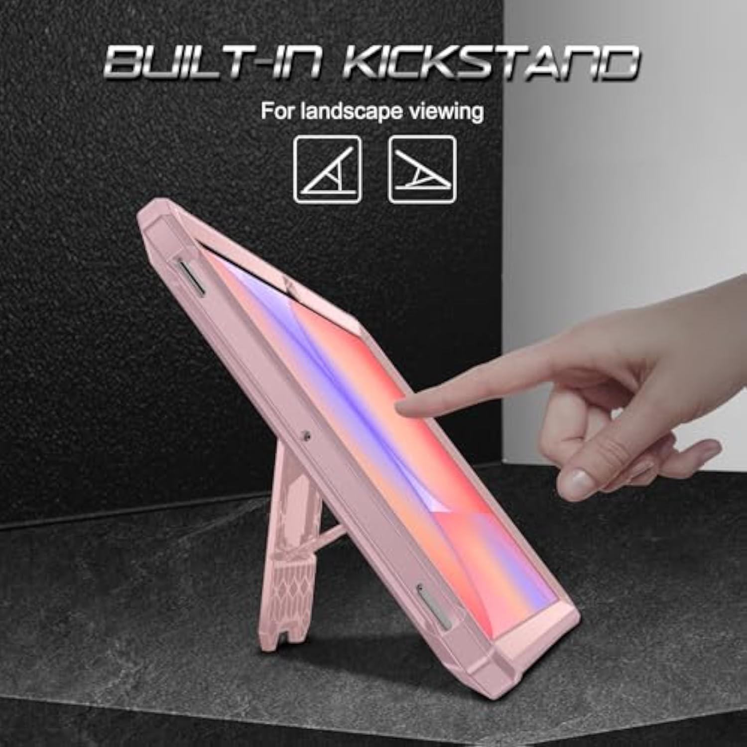 Fintie Shockproof Case For Samsung Galaxy Tab S10 Fe/ S9 Fe 5G 10.9 Inch/Tab S9 11 Inch, Tuatara Rugged Unibody Hybrid Full Protective Bumper Kickstand Cover Builtin Screen Protector, Rose Gold