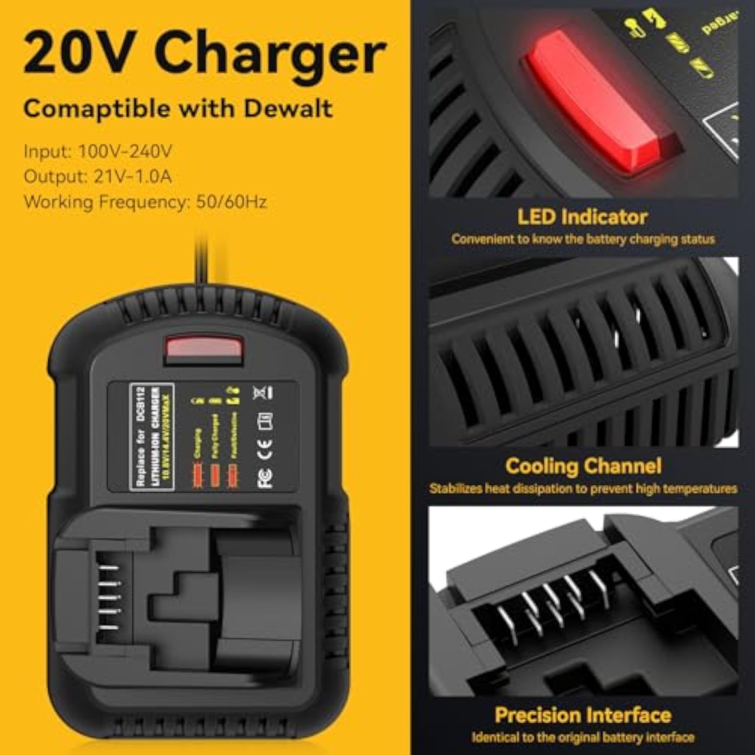 20V 6000Mah Replacement Battery For Dewalt With Dcb112 Charger, 20V Max 6.0Ah Lithium Ion Battery With 20V Charger Comaptible With Dewalt Dcf Dcd Dcg Series 20V Cordless Power Tools And Charger