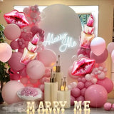 4Pcs Lips Lipstick Balloons?49 Inch Red Lipstick And 30 Inch Lip Balloons For Galentines Day Make Up Spa Pink Girl Party Spa Party