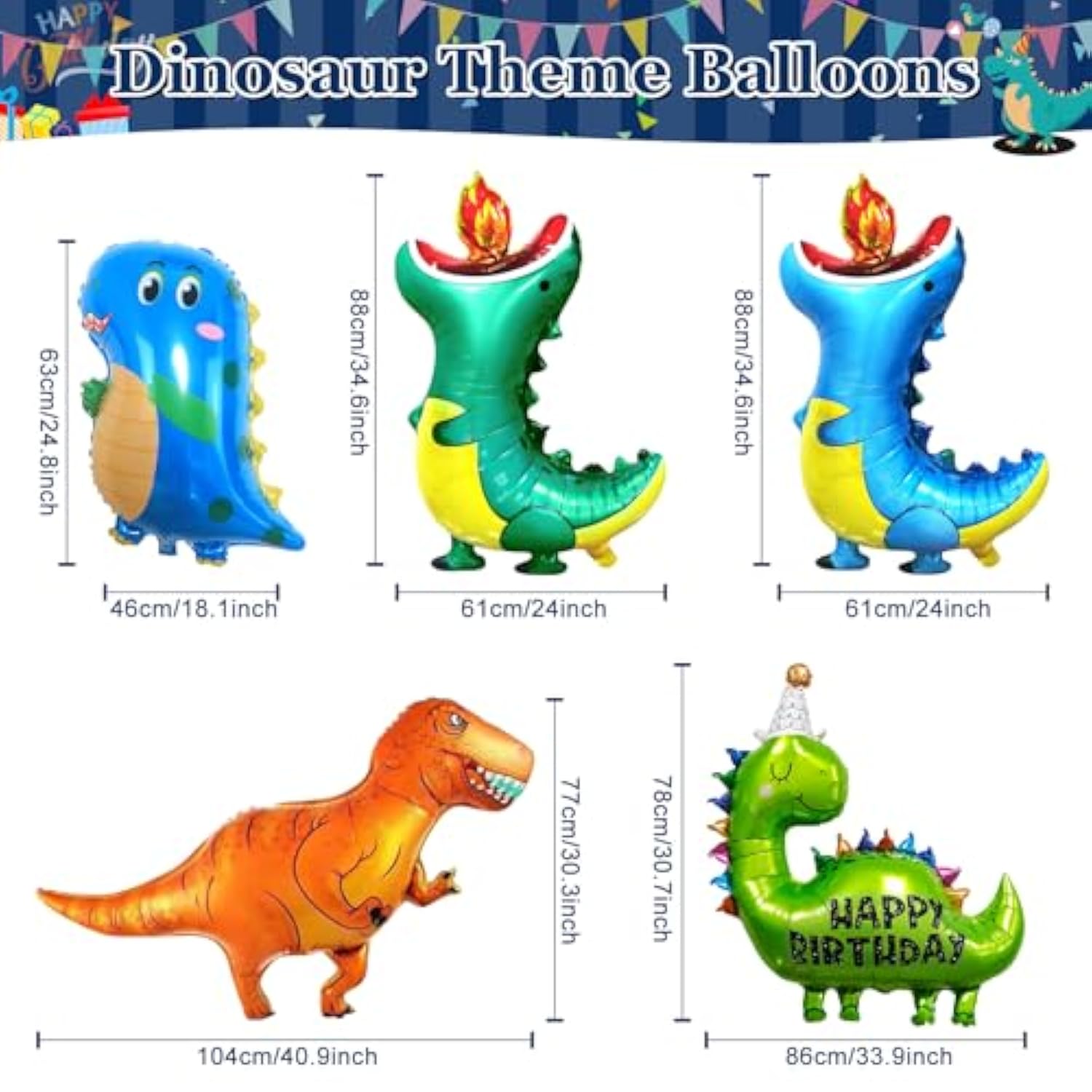 140 Pcs Dinosaur Birthday Party Decorations, Blue Dinosaur Party Decorations For Boys Girls Kids Includes Balloons, Customized Backdrop, Tablecloth For Baby Shower Decorations